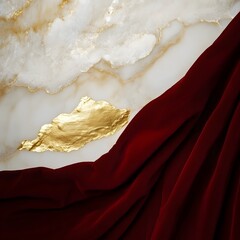 Luxurious Red Velvet and Gold Marble Texture Background
