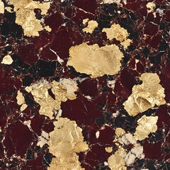 Luxury Red Marble Texture with Gold Leaf Design