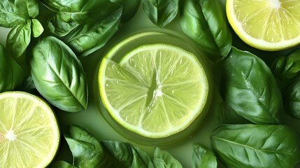 Fresh Lime Basil Citrus Green Drink Food Photography