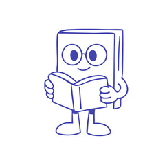 Blue backpack with simple design, outlined in navy