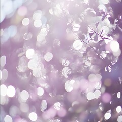 Soft Lavender Bokeh Background with Silhouetted Leaves