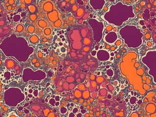 Abstract Orange Purple Marble Texture Background, Fluid Art Design