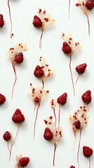 Red Berries Botanical Pattern White Background