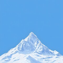Majestic Snow Capped Mountain Peak Against Clear Blue Sky