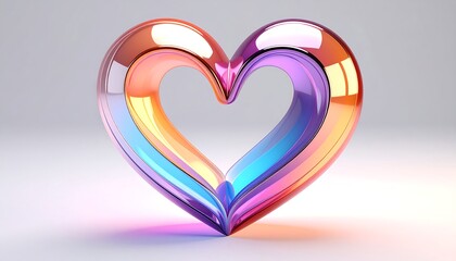 3D heart, vibrant colors, glossy finish