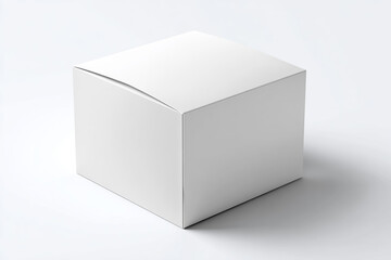 Realistic 3D rendering of a blank cake packaging box made of paperboard, isolated on a clean white background
