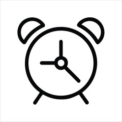 Classic Alarm Clock Icon Vintage Bell Timer Line Vector