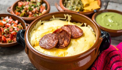 Mexican dish with cheese and chorizo