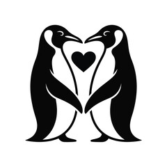 Funny Penguin Duo with Hats  Minimal Cartoon Mascot Art