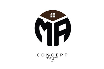 MA Creative Real Estate Monogram Logo Concept Design in Circle Shape