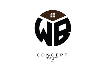 WB Creative Real Estate Monogram Logo Concept Design in Circle Shape