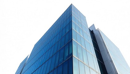 Obraz premium Sleek, modern corporate building against a bright white background Ideal for business, finance, and corporate branding projects Clean lines and minimalist aesthetic , office, progress, corporate