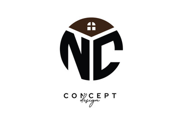 Obraz premium NC Creative Real Estate Monogram Logo Concept Design in Circle Shape