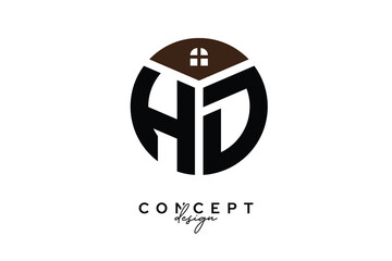 D Creative Real Estate Monogram Logo Concept Design in Circle Shape