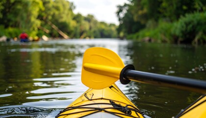 Kayaking through a verdant river
