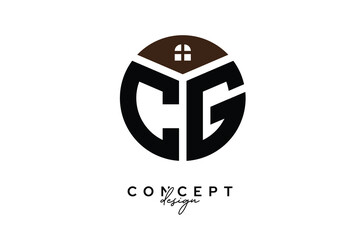 CG Creative Real Estate Monogram Logo Concept Design in Circle Shape