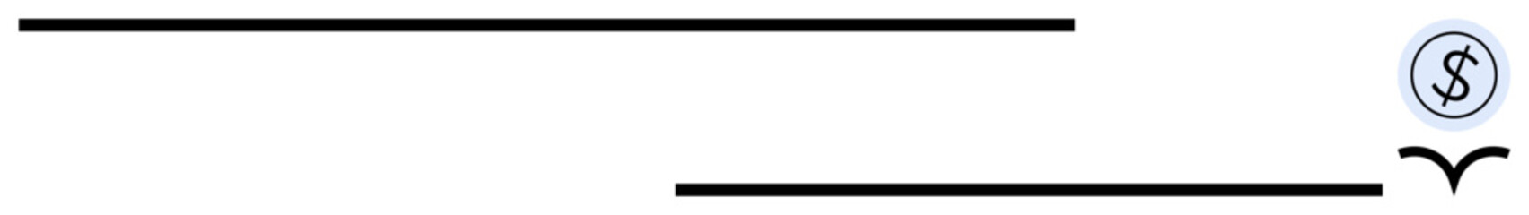 Obraz premium Horizontal black lines paired with a small dollar icon, forming a simple divider. Ideal for finance, business, documents, forms, professionalism, branding design aesthetics. Simple flat metaphor