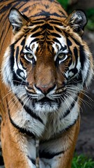 Fototapeta premium Majestic tiger prowling in lush green habitat