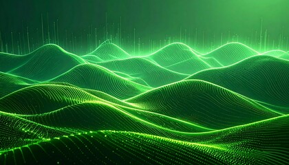 Abstract green landscape of digital hills