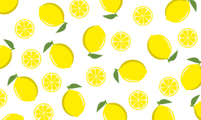 Lemon seamless pattern. Lemons fruit background. Design for summer menu, packaging, organic theme, , cosmetic, and textile