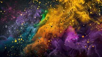 Abstract Colorful Powder Explosion on Black Background Artistic Creative Design