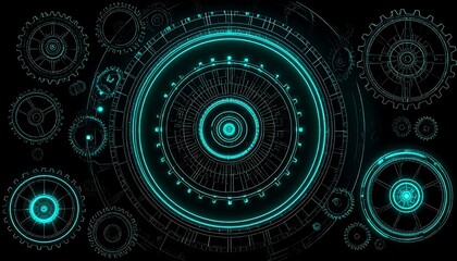 Abstract futuristic gears and circles