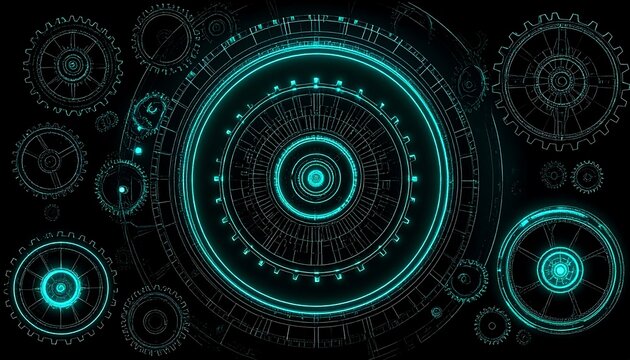 Abstract futuristic gears and circles