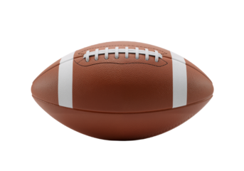 Classic brown leather football isolated on a clean white background, ready for athletic competition and sports events