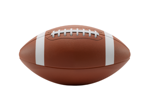 Classic brown leather football isolated on a clean white background, ready for athletic competition and sports events