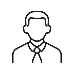 Businessman avatar icon in outline style. Editable stroke vector illustration of professional male character wearing shirt and tie. Suitable for office worker, corporate profile, manager, employee, an