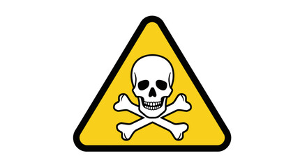 Yellow triangle warning sign with skull and crossbones, indicating danger or toxicity.