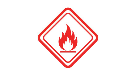 Flammable material warning symbol in red diamond shape.