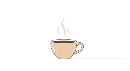 A steaming cup of coffee on a white surface.