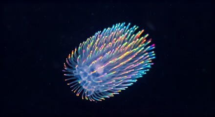 Iridescent Ctenophore A Living Rainbow Drifting in the Oceans Abyss.