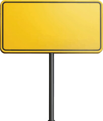 Yellow Rectangular Road Sign on Pole with black