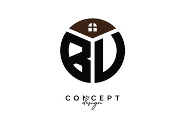 BU Creative Real Estate Monogram Logo Concept Design in Circle Shape