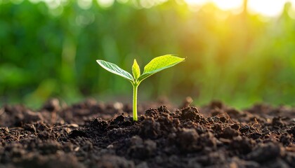 Fototapeta premium Young sprout emerging from soil