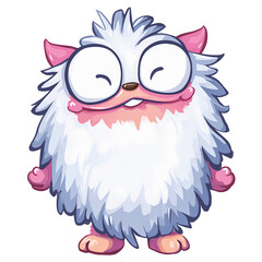 Fluffige kleine Monster isoliert auf transparentem Hintergrund