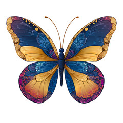 Wundersch&ouml;ne bunt schimmernde Schmetterlinge isoliert auf transparentem Hintergrund