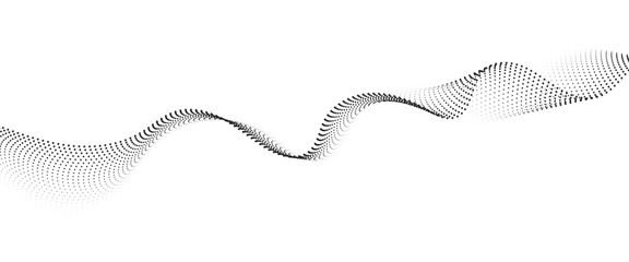 Flowing Dot Wave halftone gradient pattern on transparent background	
