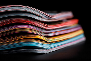 Abstract Wave of Colorful Magazines - Close-up Macro Photography.