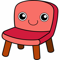 Adorable smiling chair illustration perfect for kids rooms, nurseries, and playful designs, bringing charm and whimsy to any creative project with its inviting cartoon style
