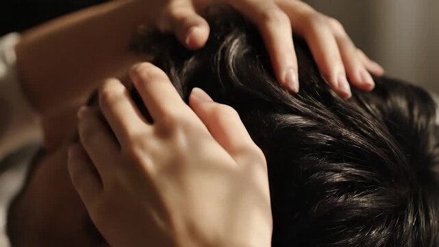 Tender connection: Serene moments of scalp massage for relaxation and well-being between people