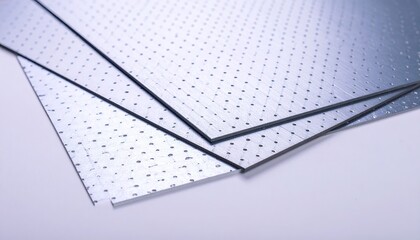 Close-up of Stacked Matte Aluminum Sheets with Perforated Pattern