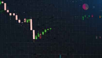 Abstract Dark Grid Stock Market Chart Visualization