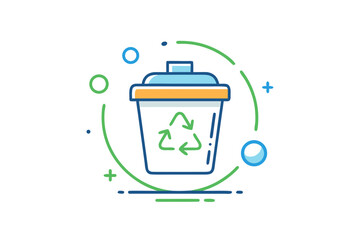 Compost bin arrows recycling cycle clean line icon