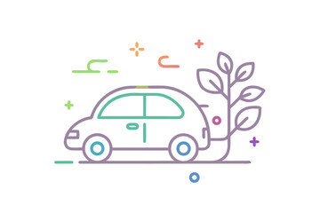 Electric car charging plug leaf detail eco icon  