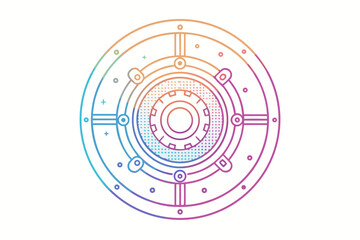 Safe vault door circular thin line secure design  