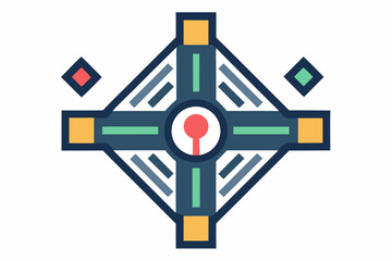 Street intersection icon geometric urban road crossing