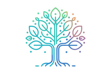 Tree icon showing roots monoline luxury gradient style